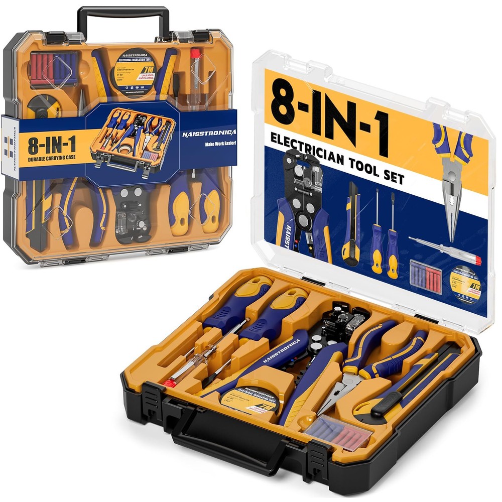 8 IN 1 Electrician Tool Set, Self-Adjusting Wire Stripper Kit, 28 Piece Elect...