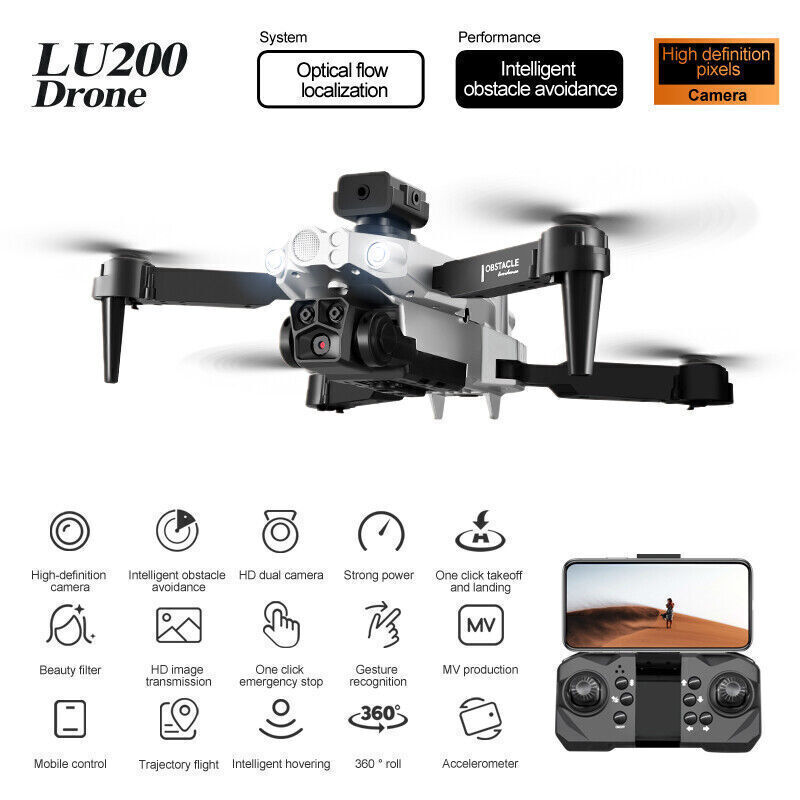 LU200 Drone WIFI FPV Optical Flow 4K Dual Camera Obstacle Avoidance Quadcopter