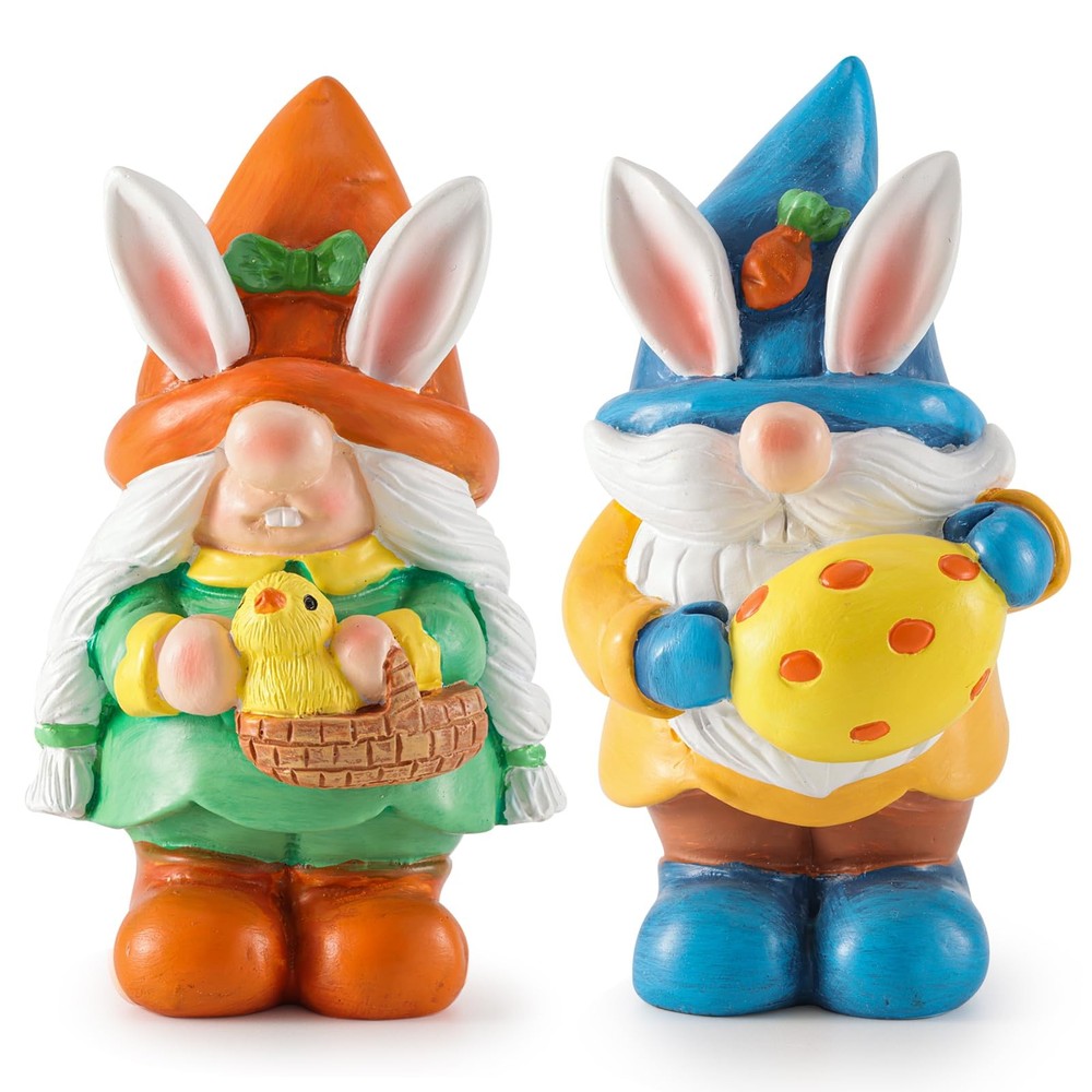 WINTS Easter Gnomes Figurine for Home,2PCS Resin Easter Gnome Indoor with Easter