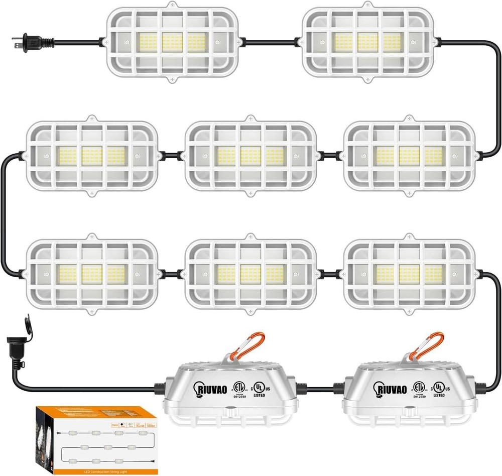 RIUVAO 100ft LED Construction String Lights 300W 30000LM
