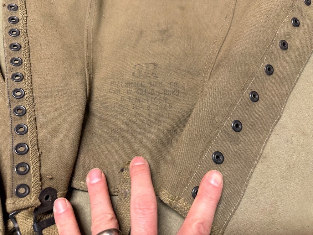 ORIGINAL WWII US ARMY M1938 COMBAT FIELD LEGGINGS W/O LACES- SIZE 3R