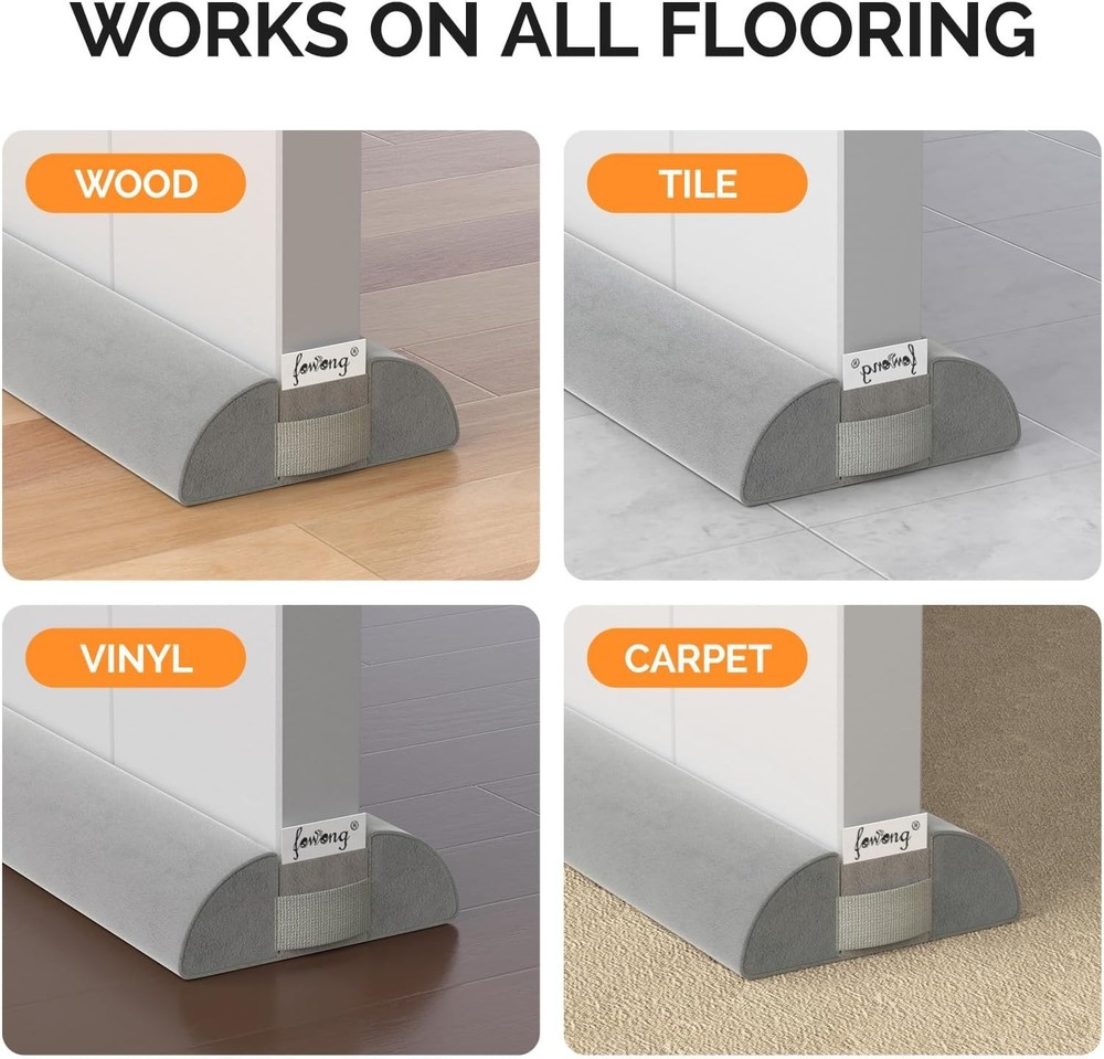 Easy-to-Install Door Draft Stoppers 2 Pack - 30in Adjustable, Efficient Gray