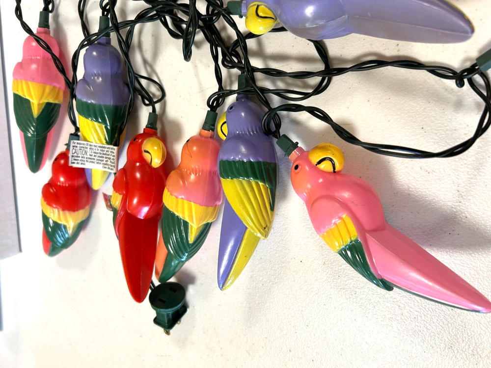 Vintage Lights Parrot Blown Mold String Patio RV Lights Set 1
