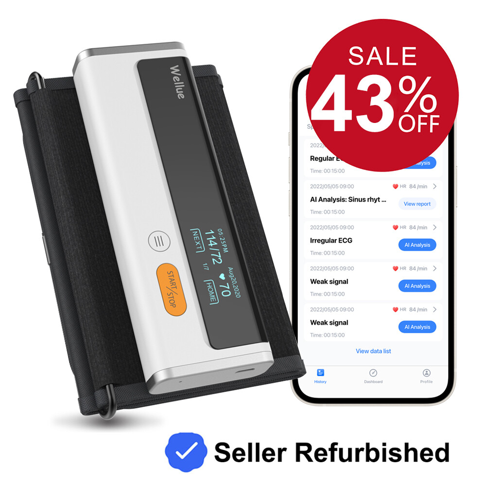 Wellue BP2 Blood Pressure Monitor with EKG Monitor AI-ECG Analysis, Refurbished