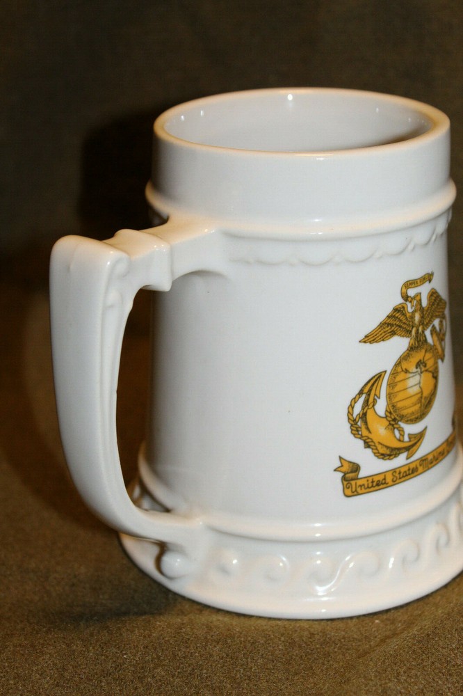 Scarce Original WW2 U.S. Marine Corps "MACS-4" White Ceramic Mug, Named
