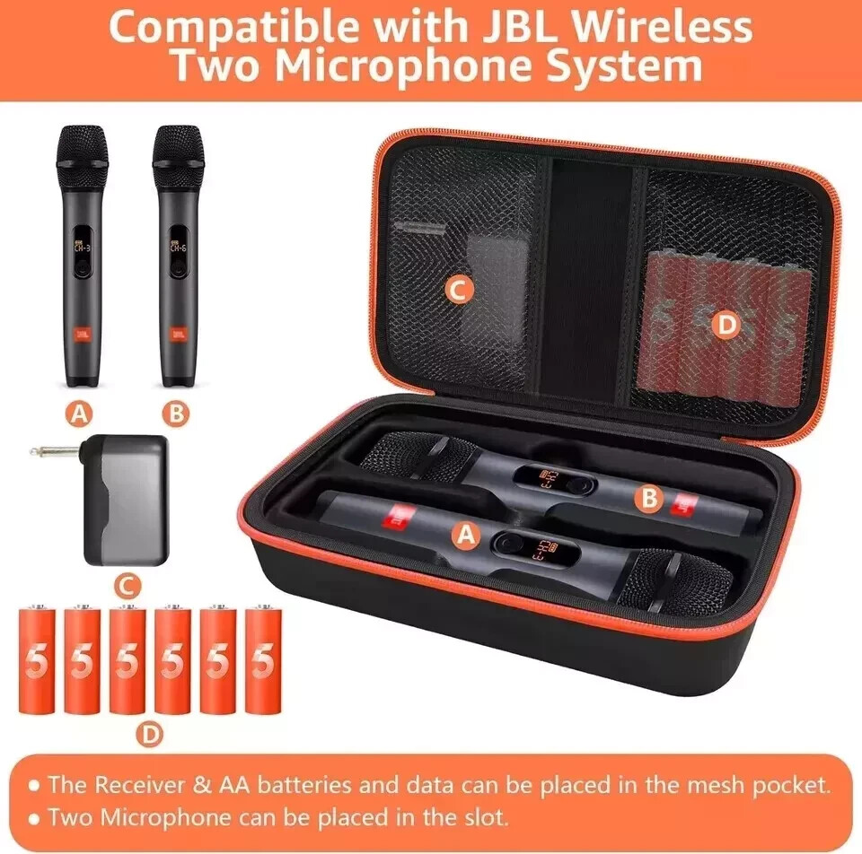 Wireless Microphone Case Compatible with JBL Wireless Two Microphone Portable
