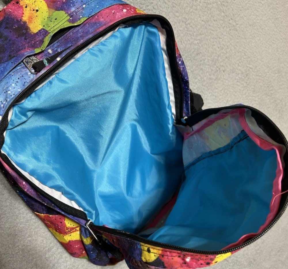 Jansport Big Student Multi Color Splatter Backpack EUC Collegiate School Bag