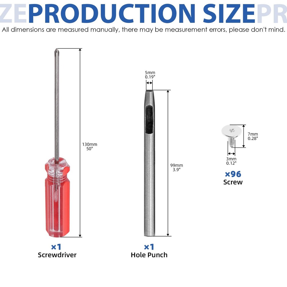 Glarks 98Pcs Silver Mixed Shape Spikes Studs Rivets Kit with Install Tools, Scre