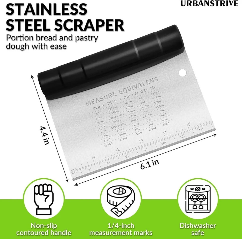 Bench Scraper for Baking Stainless Steel Dough Cutter and Scraper Tool Kitchen