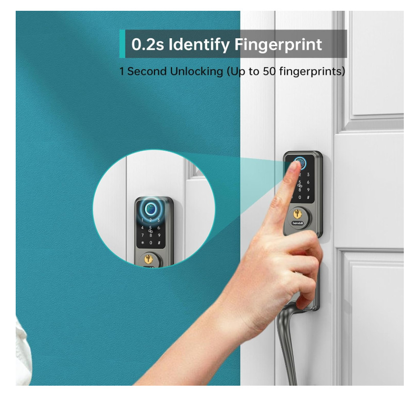 Front Door Lock Set: Keyless Entry Door Lock Deadbolt with Handle Set, Smart Loc