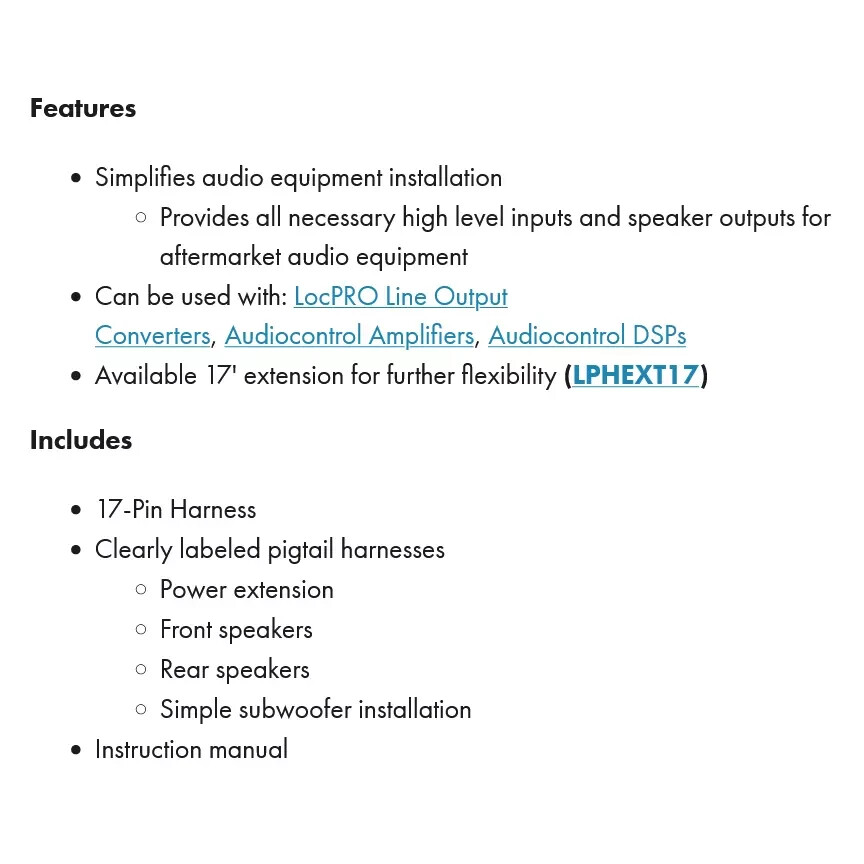 PAC Amplifier Integration Solution for Select 2006-2011 Honda LPHHD02+SHLOC/22