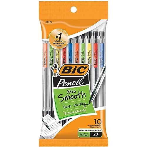 Xtra-Smooth Mechanical Pencils with Erasers, Medium Point (0.7mm), 10-Count