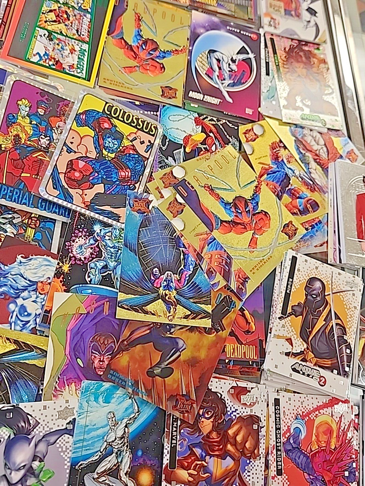 Huge Marvel Comic Card Collection W/ 1 Sealed Booster Pack, Autos, Inserts More!