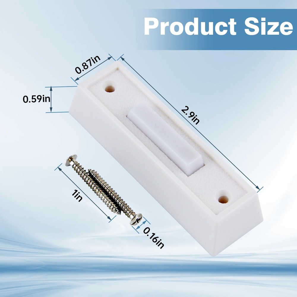 Wall Mounted Doorbell Button, Wired With Light, White LED