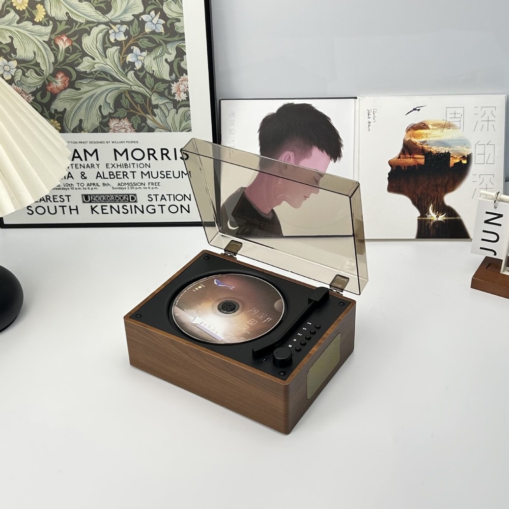 Retro Portable CD Player Record Player/Turntable Style + Built-In BT Speaker