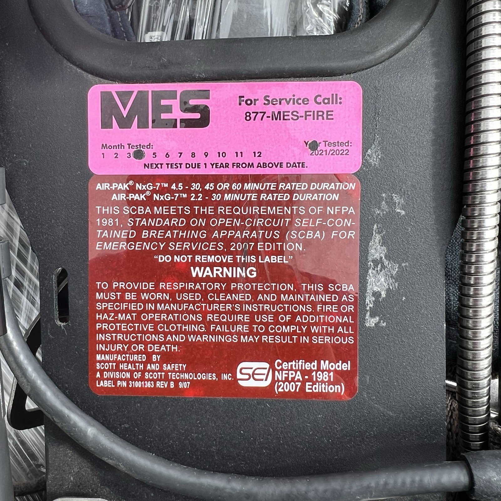 Quantity of 18 Scott NXG7 Pressure-Demand Self Contained Breathing Apparatus