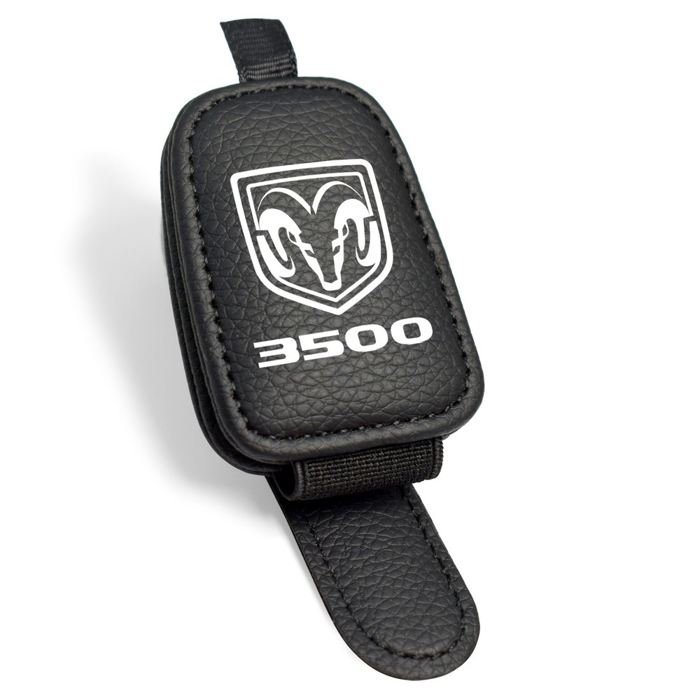 RAM 3500 Rectangle Black Leather Magnetic Sunglass Sun Visor Holder
