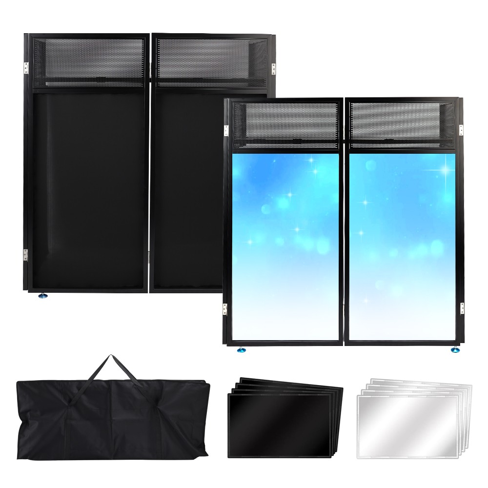 Portable DJ Facade Table Station 45"x42" Event Booth Facade Metal Foldable Frame