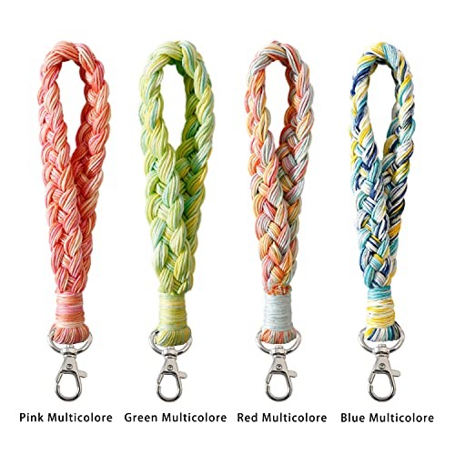 XGALBLA Soft Macrame Keychain Boho Handmade Wristlet Style 7- Green Multicolore