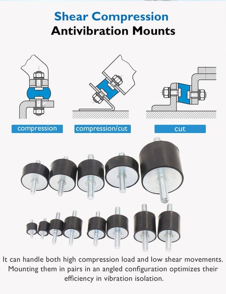 EASYEAH M8 Rubber Vibration Isolator Mounts Double Stud Shock Absorber Isolat...