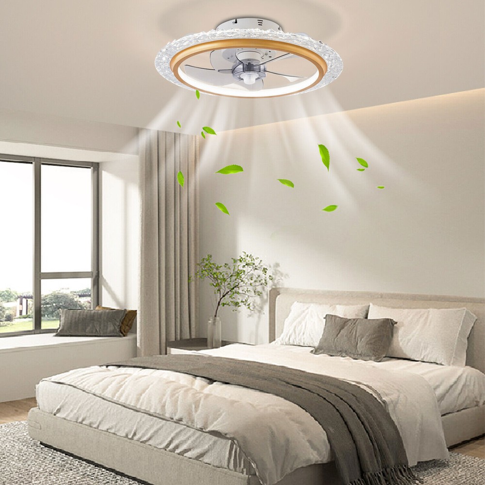 Modern Gold Ceiling Fan with Lights Dimmable LED with Remote Control 85-265V