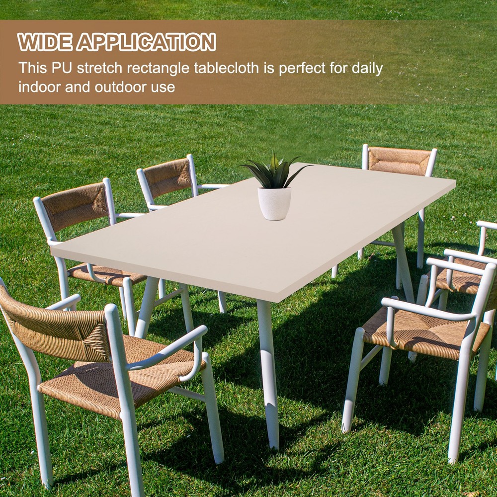 Fitted Tablecloth with Elastic Edge for 35 x 59 Inch Table, Light Gray