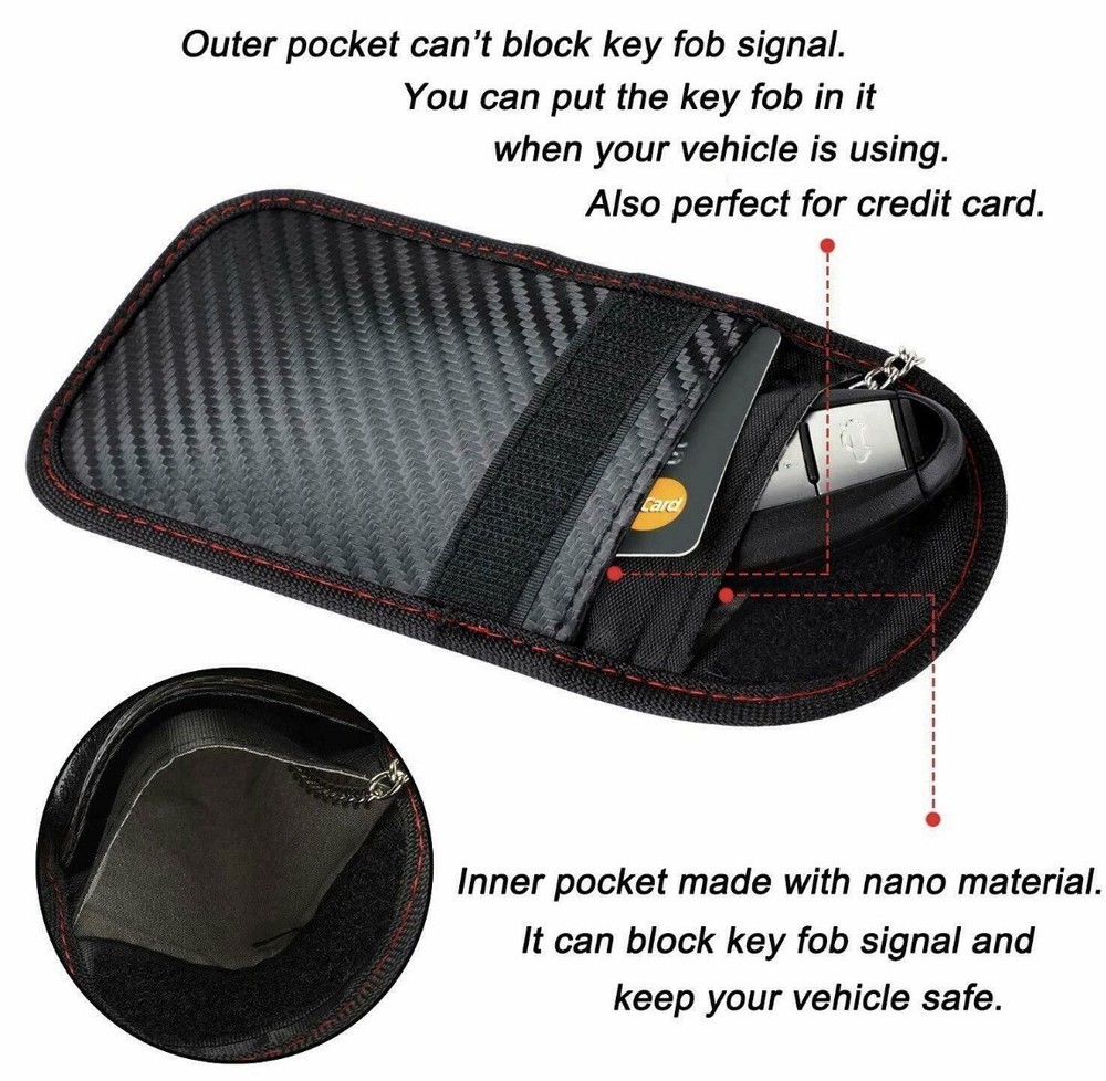 2 Pack Car Key Signal Blocker Case Faraday Cage Pouch Keyless RFID Blocking Bag
