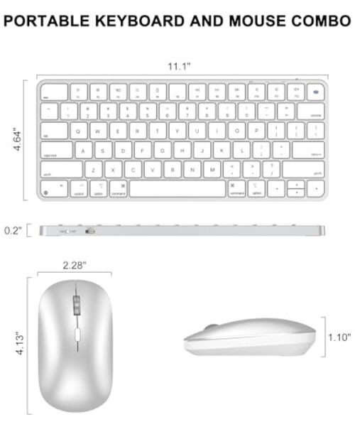 Bluetooth Keyboard and Mouse for Mac, Rechargeable, Mini Size, Ultra Slim,