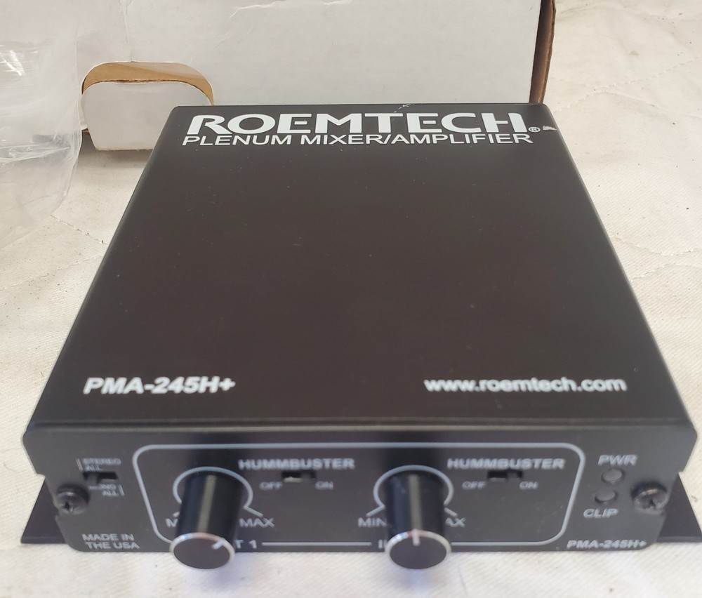 Roemtech PMA245H Plenum Mixer Amplifier 45W Stereo Amp for Classroom Audio