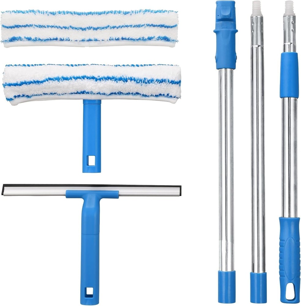 Professional Window Cleaning Kit 57IN, with Silicone Squeegee Blade, Microfib...