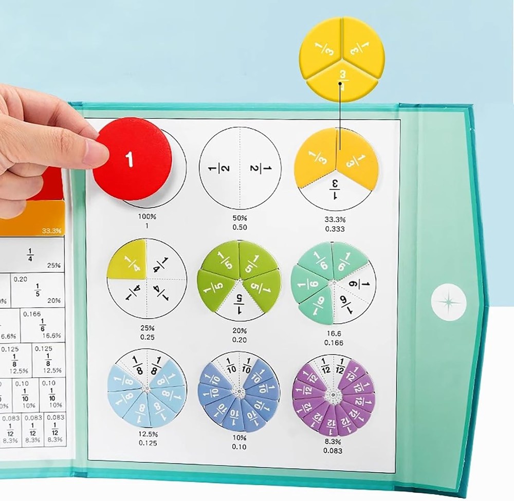 Magnetic Fraction Learning Book for Kids Educational Math Demonstration Set
