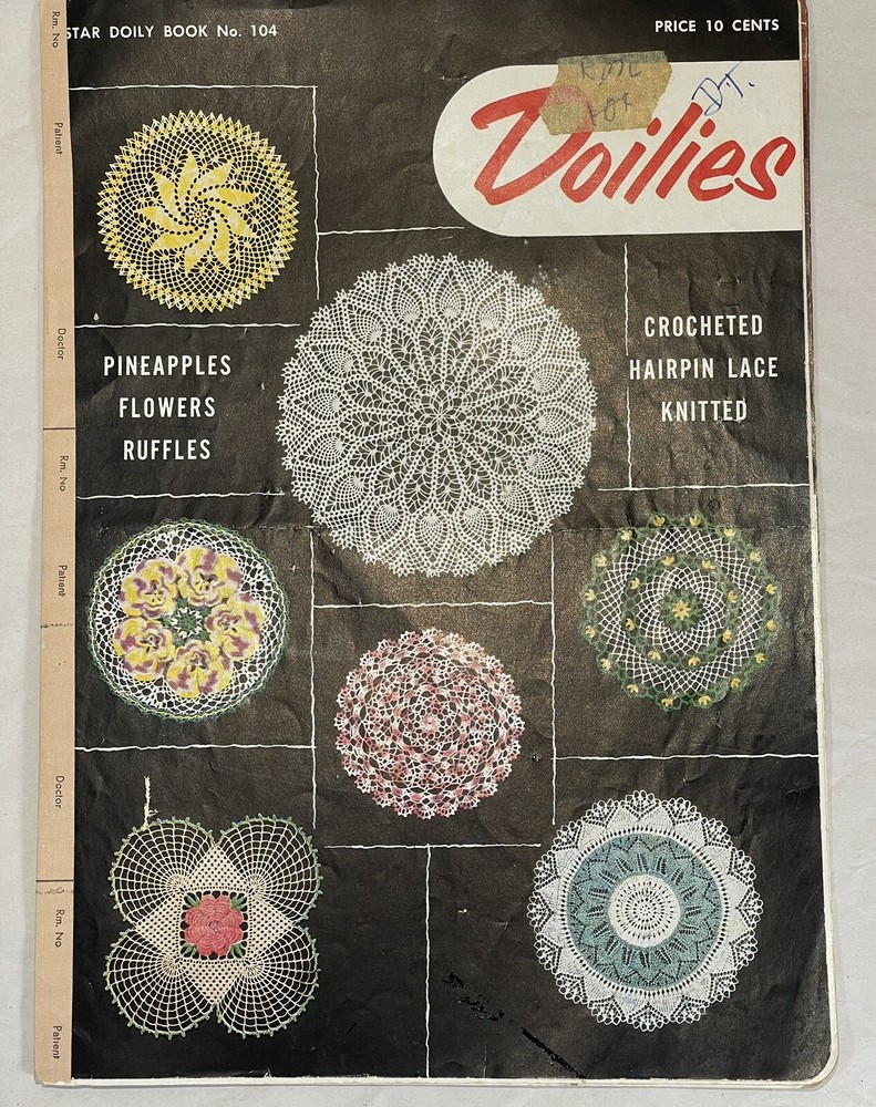 Crochet Pattern Magazine Tablecloth Bedspread Doilies Florals Midcentury 1953