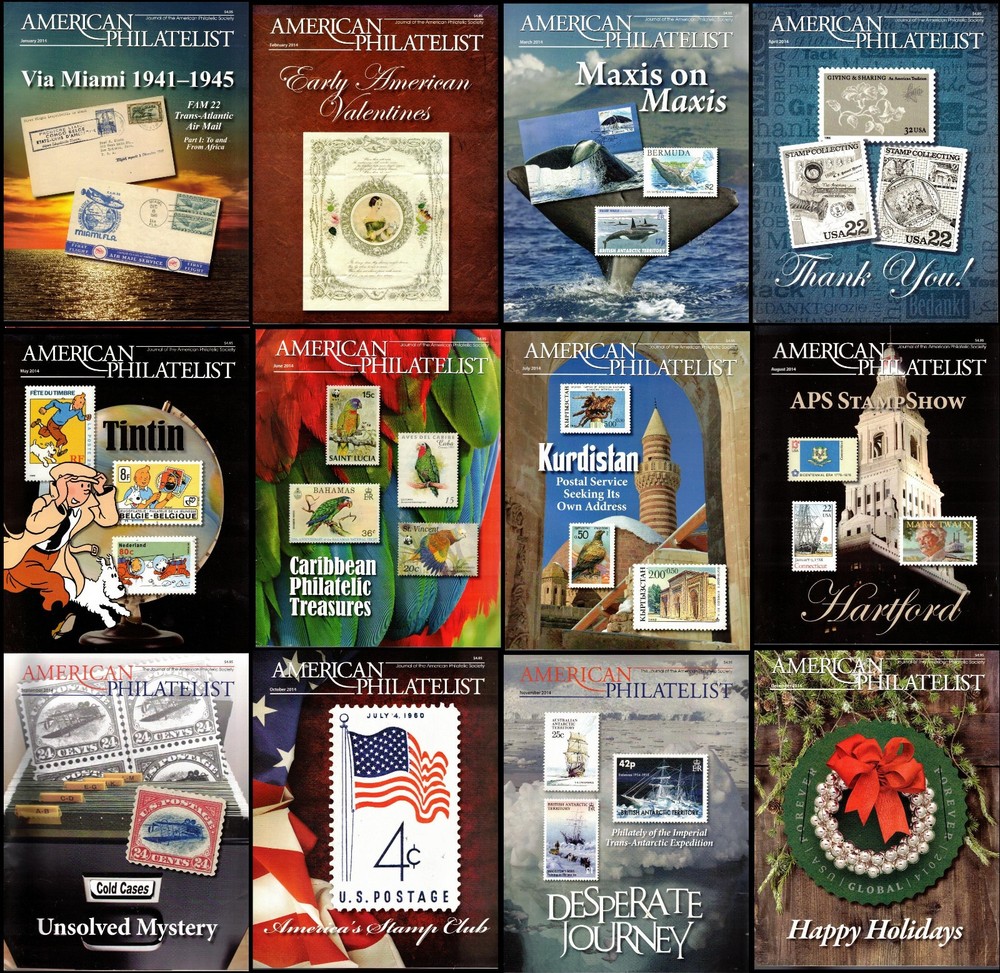AMERICAN PHILATELIST 12 ISSUES 2014 ~ 1200 pages ~ Stamps, Covers, US, Worldwide