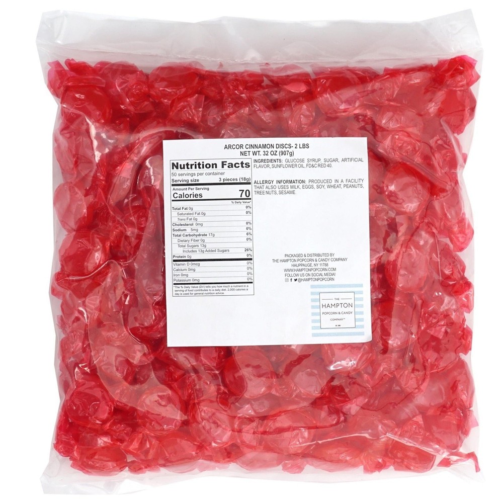 Arcor Cinnamon Discs Hard Candy, 2 Pound Bulk Candy (Approx. 150 pcs.),...