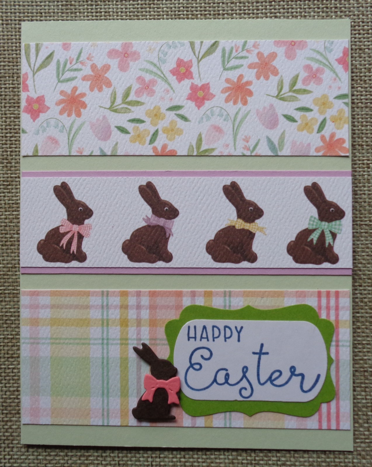 Stampin' Up! Card Kit HAPPY EASTER Chocolate Bunnies Bows Floral Plaid Rabbit