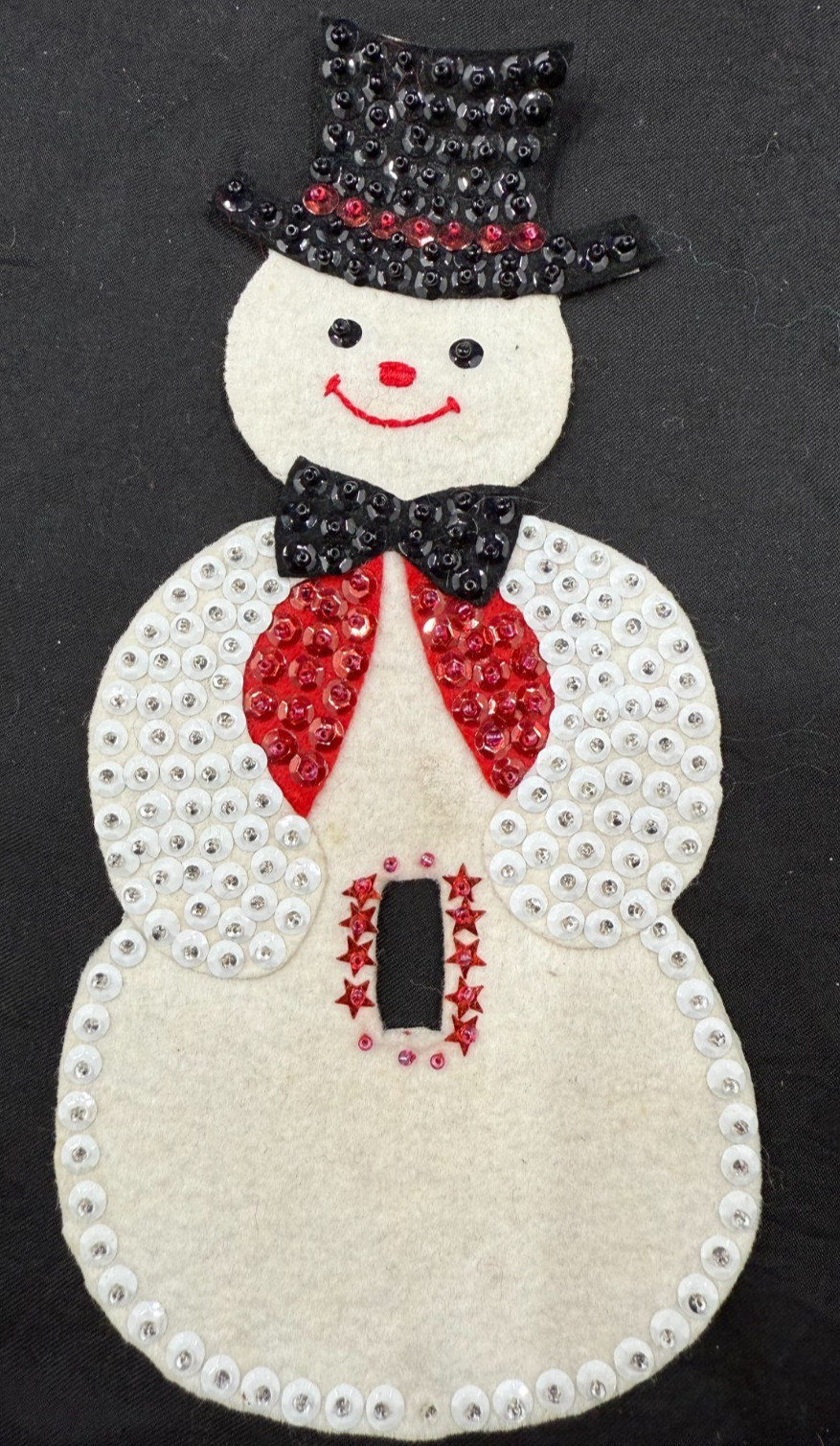 Vintage Bucilla Style Snowman Felt Sequin Light Switch Cover