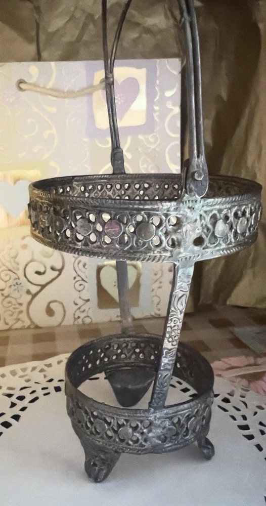 Vintage Alda's Forever India Silver-Plated Two-Tier Footed Serving Caddy Trinket