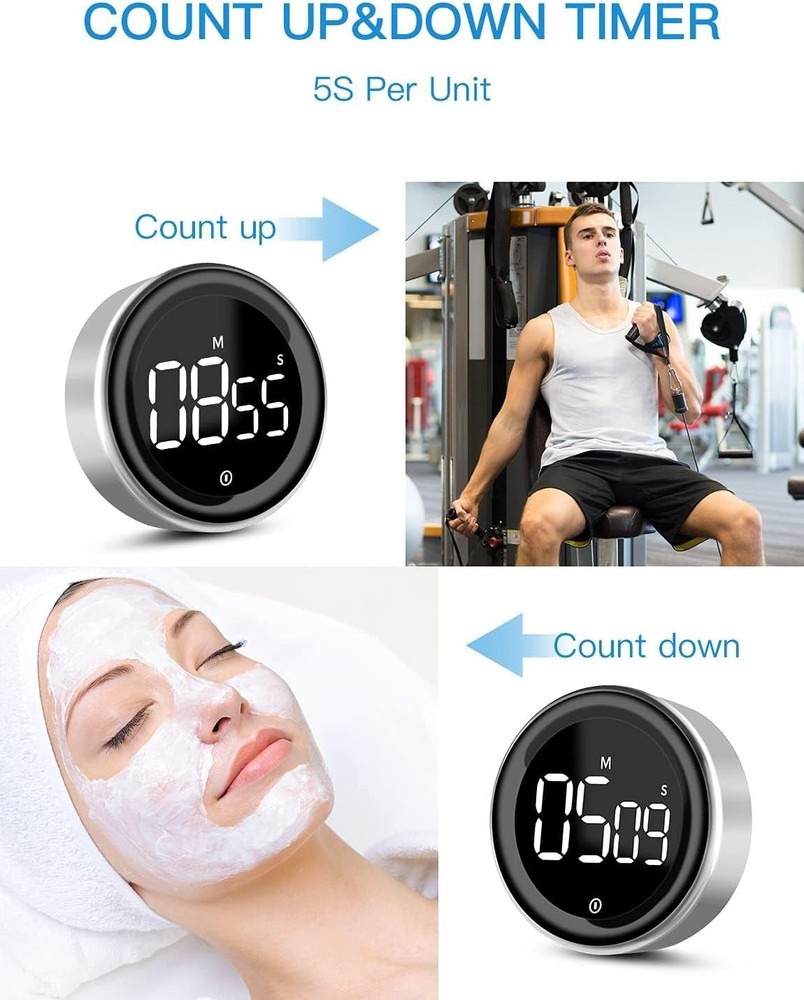 Easy-Twist Kitchen Timer with High/Low Alarm & Magnetic Back for Versatile Use