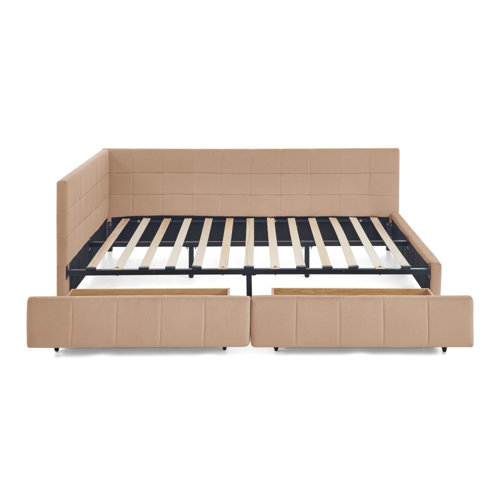 Queen Size Storage Upholstered Tufted Bed Frame, Sofa Bed Frame with Comfortable