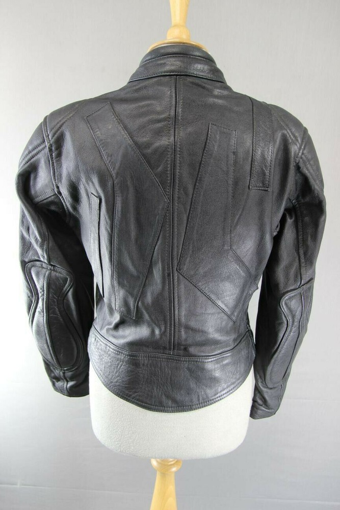 CLASSIC BLACK LEATHER BIKER JACKET 36 INCH