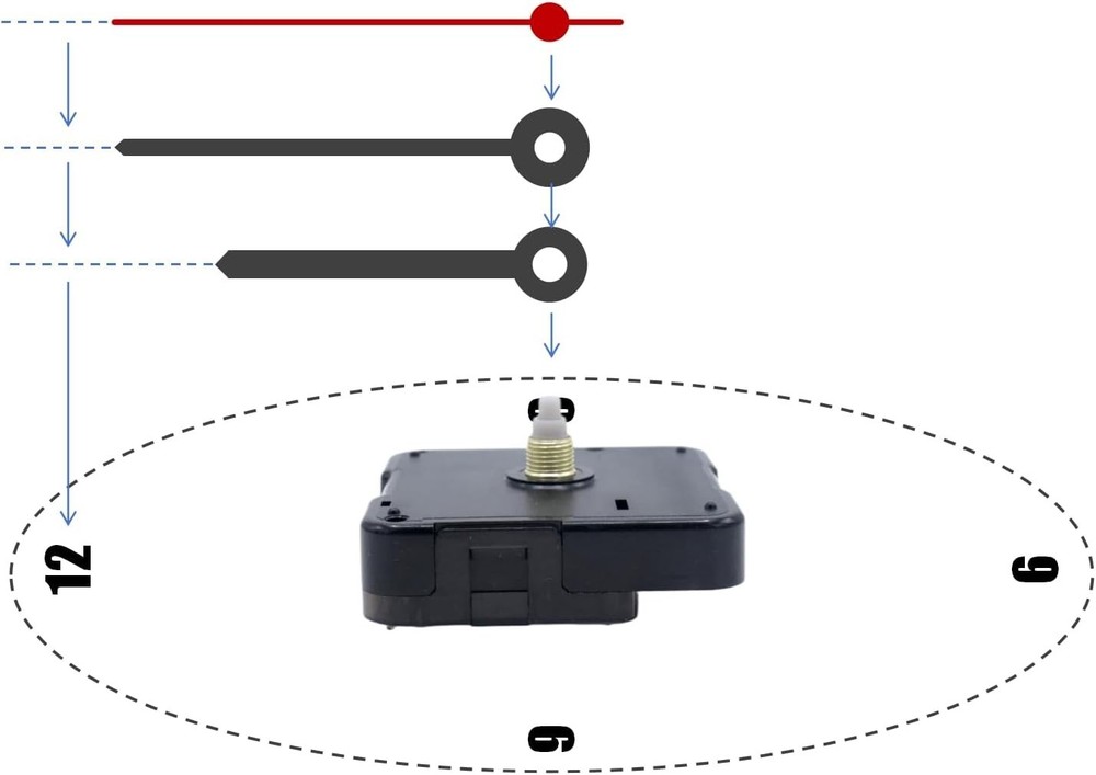 Versatile Silent Quartz Clock Movement Replacement, 0.72 Inch Shaft Length