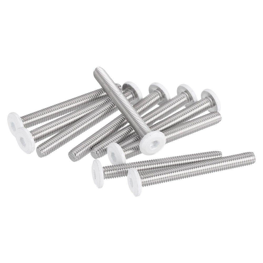 10 Pcs M5-0.8 x 45mm Button Head Hex Socket Head Screws, White