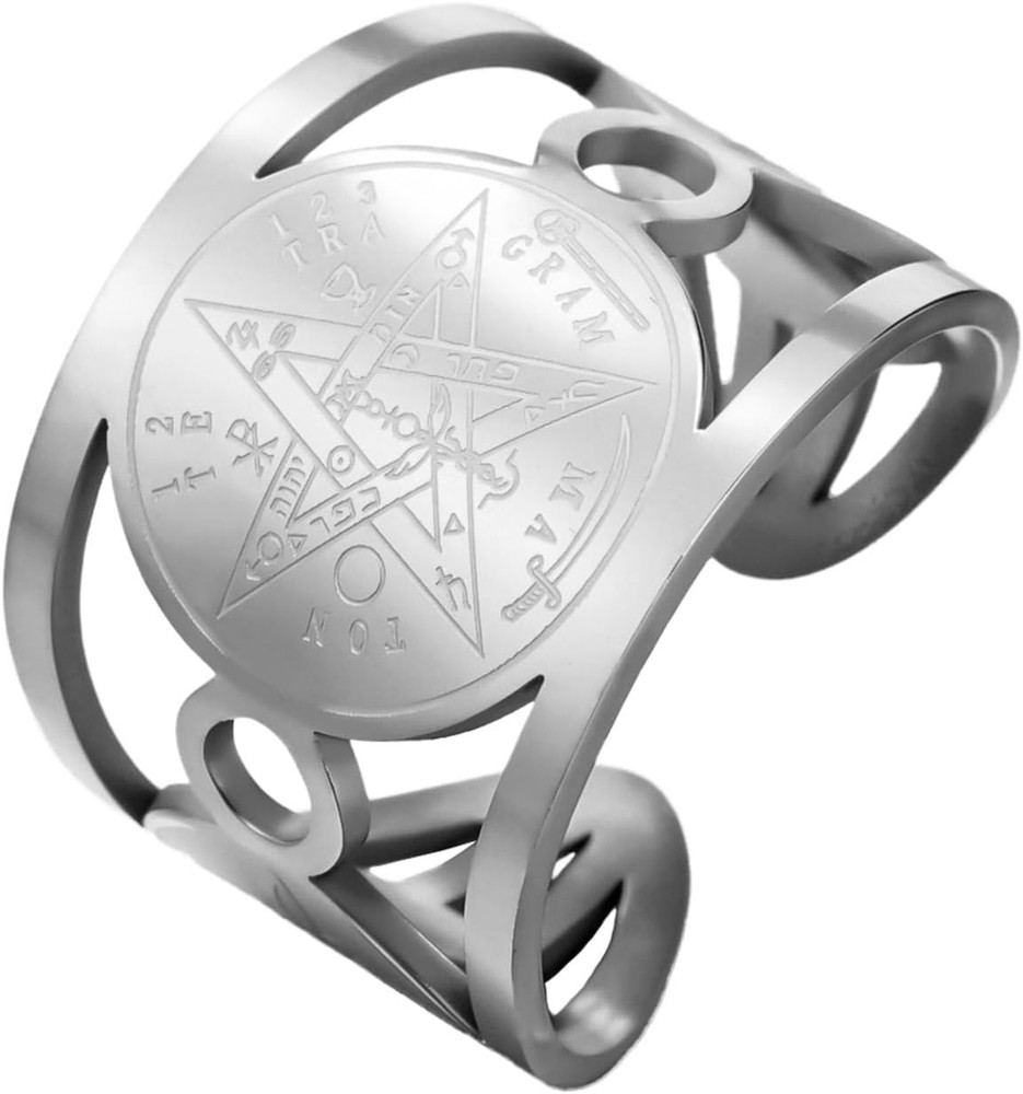 Tetragrammaton Witch Knot Ring Adjustable Double Amulet Protection Ring Solomon