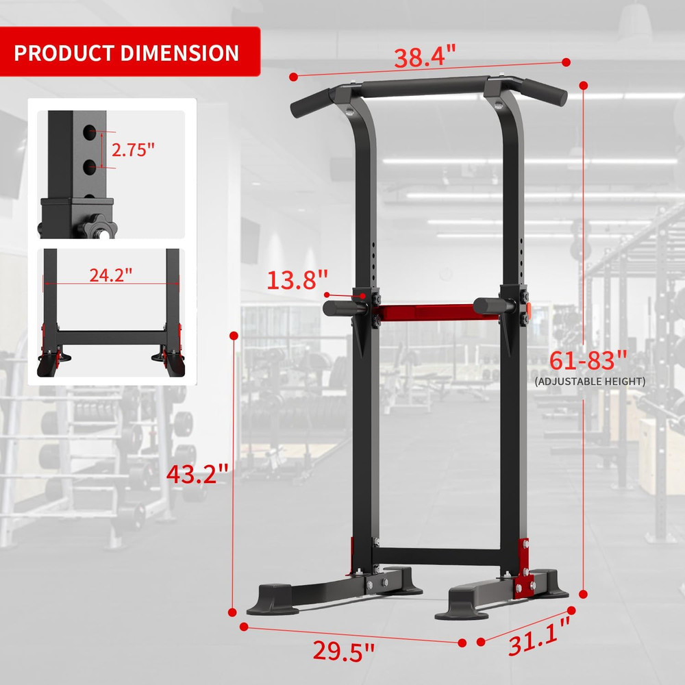 Pull up Bar Dip Bar Squat Rack Workout Dip Station Height Adjustable Free Standi