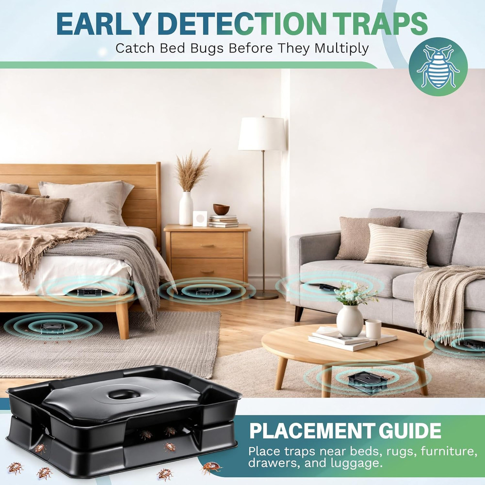 6 Set Bed Bug Detector & Trap, Bedbug Traps with Strong Glue, Bedbug Intercep...
