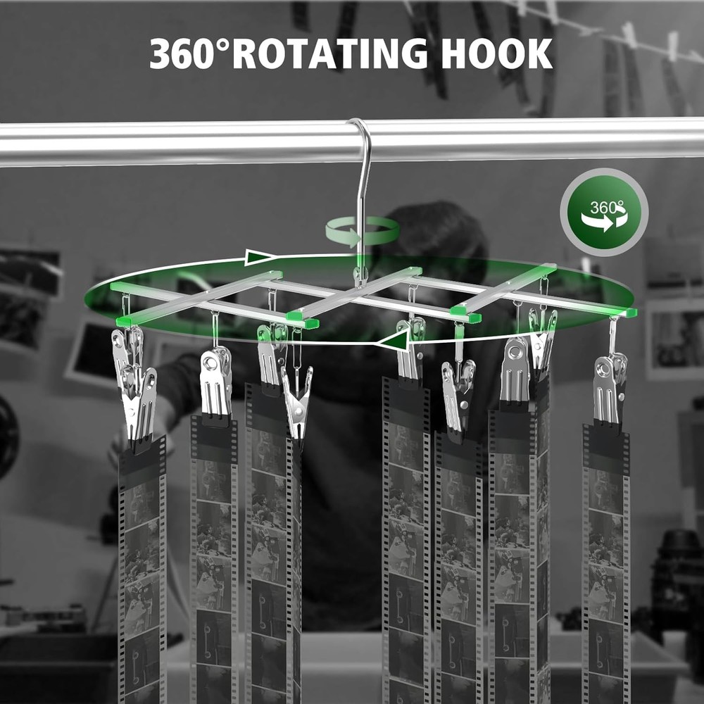 Darkroom Film Negative Drying Hanging Rack Frame Foldable Hanger Windproof 10 Cl