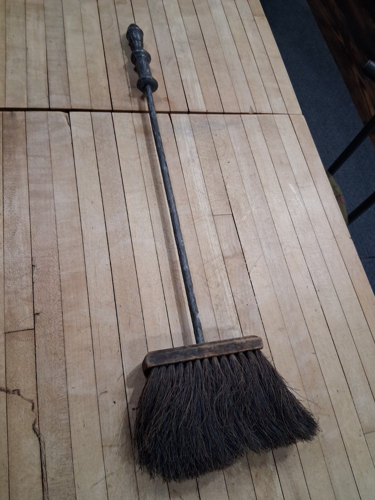Vintage Wrought Iron Fireplace Tool Set with Brass CLOSED Handle