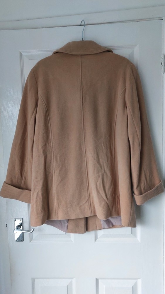 Marks & Spencer Camel Wool Blend Coat UK 16 Mid Length