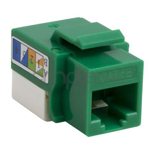 10 pack Cat5e Keystone Jack Green Network Ethernet 110 Punchdown 8P8C Internet