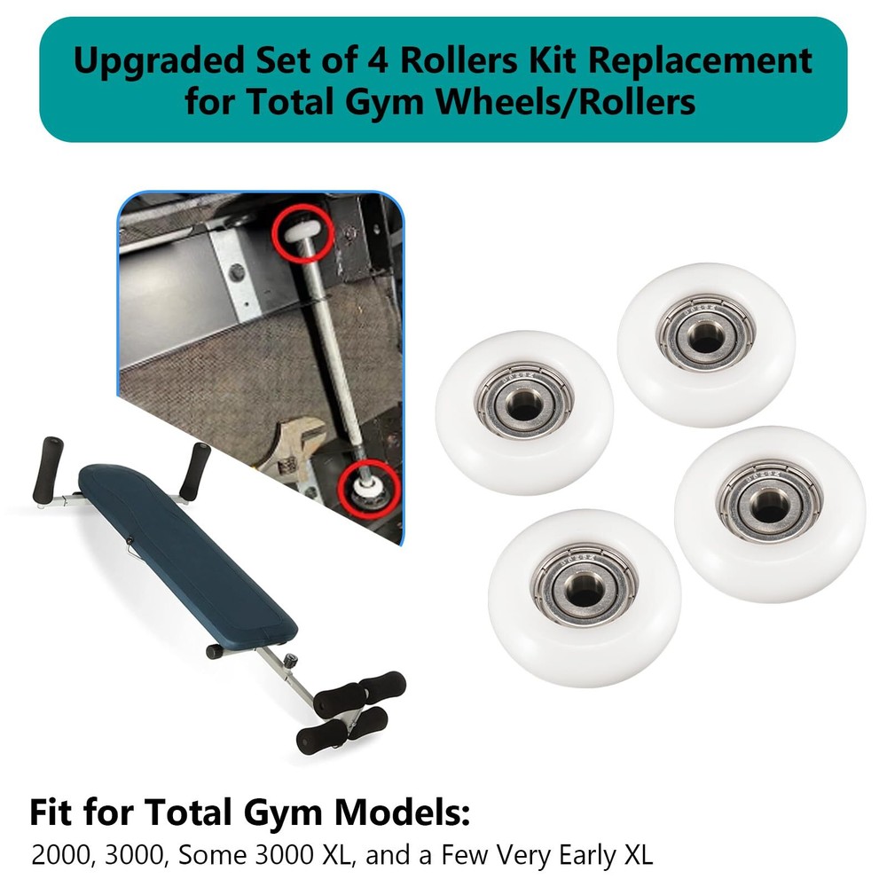 4 Wheels/Rollers for Total Gym Replacement 2000 3000 some XL Models